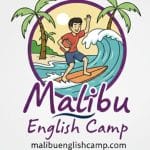 Malibu English Camp Logo showing surfing student